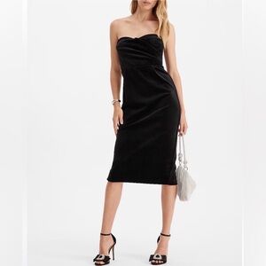 Express velvet strapless Black Dress